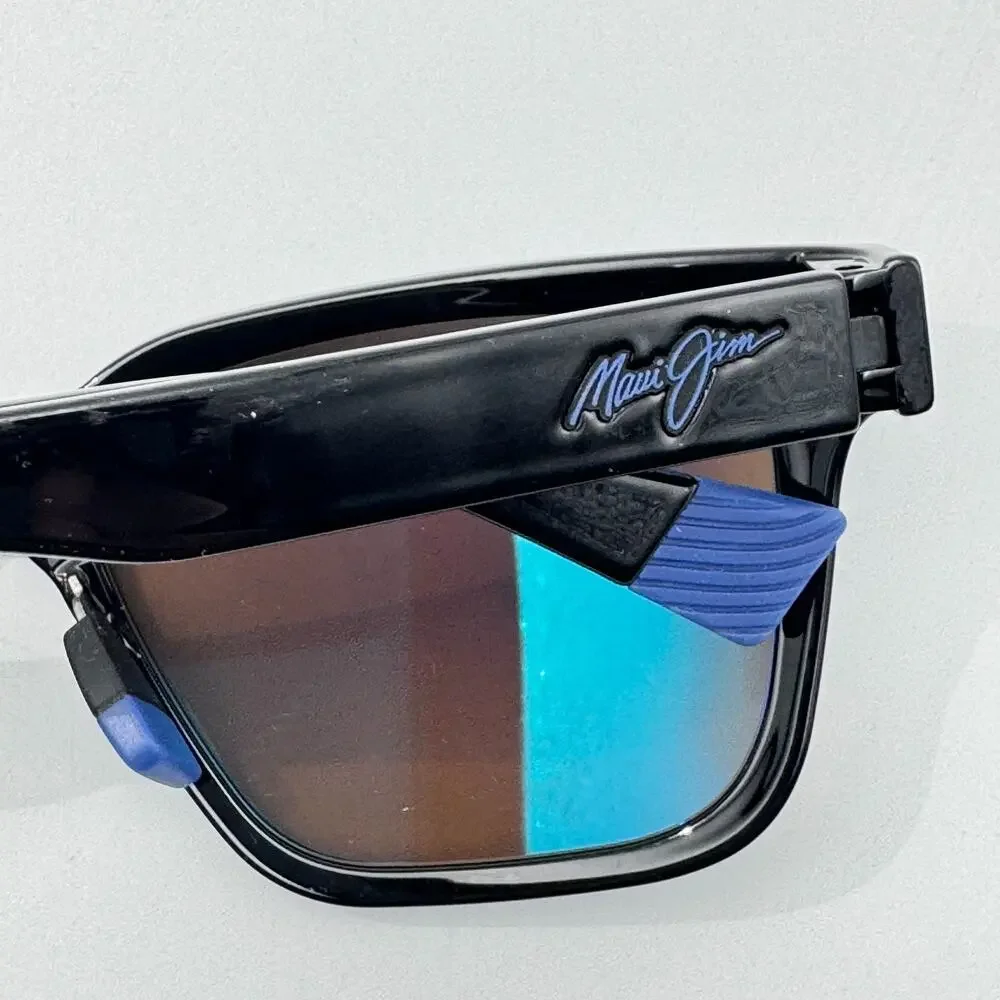 Maui Jim Sunglasses Punikai MP-BH MJ631-02 Black Square Blue Lens 56-17-140mm